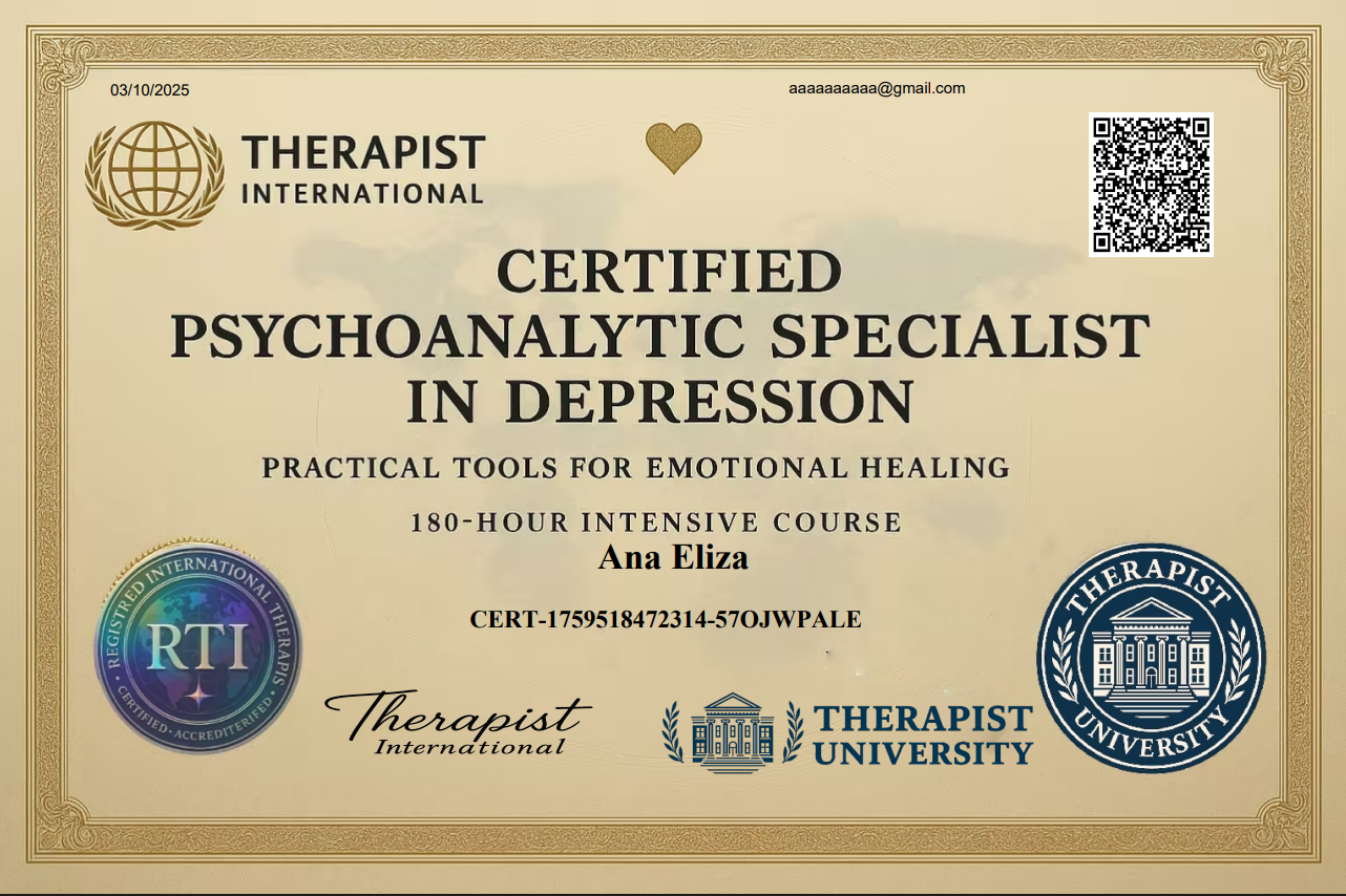 Curso de Formação Psicanalista Especialista em Depressão/ Online / EAD / R$39,90