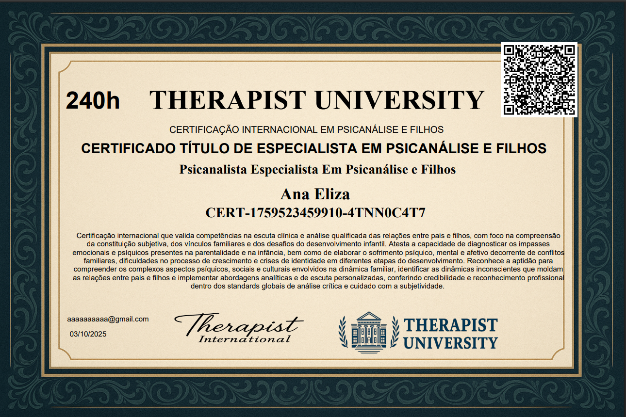 Curso de Formação Psicanalista Especialista em Psicanálise & Filhos/ Online / EAD / R$39,90