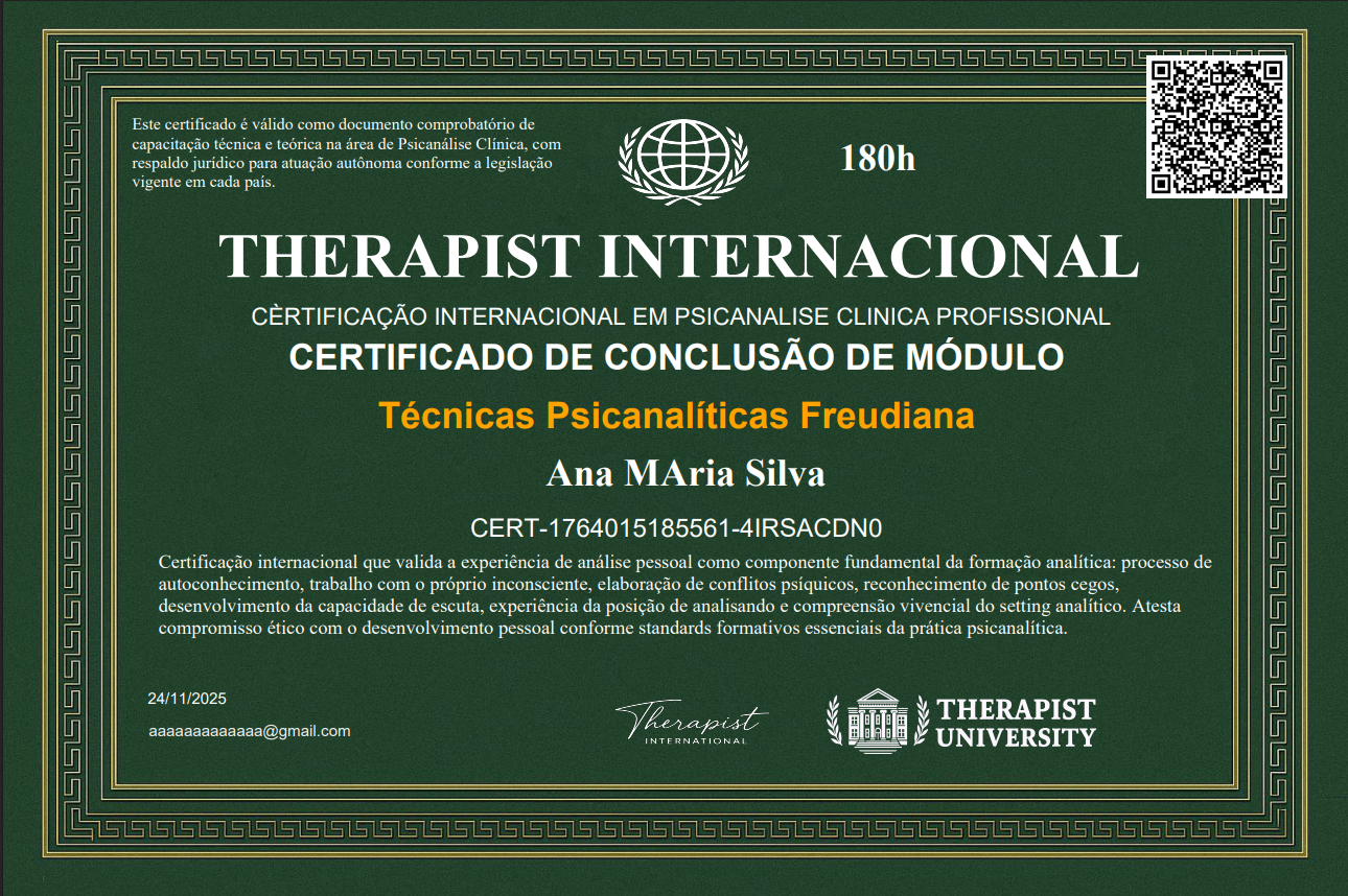 Curso de Formação Psicanálise Clínica Completo/ Online / EAD / R$97