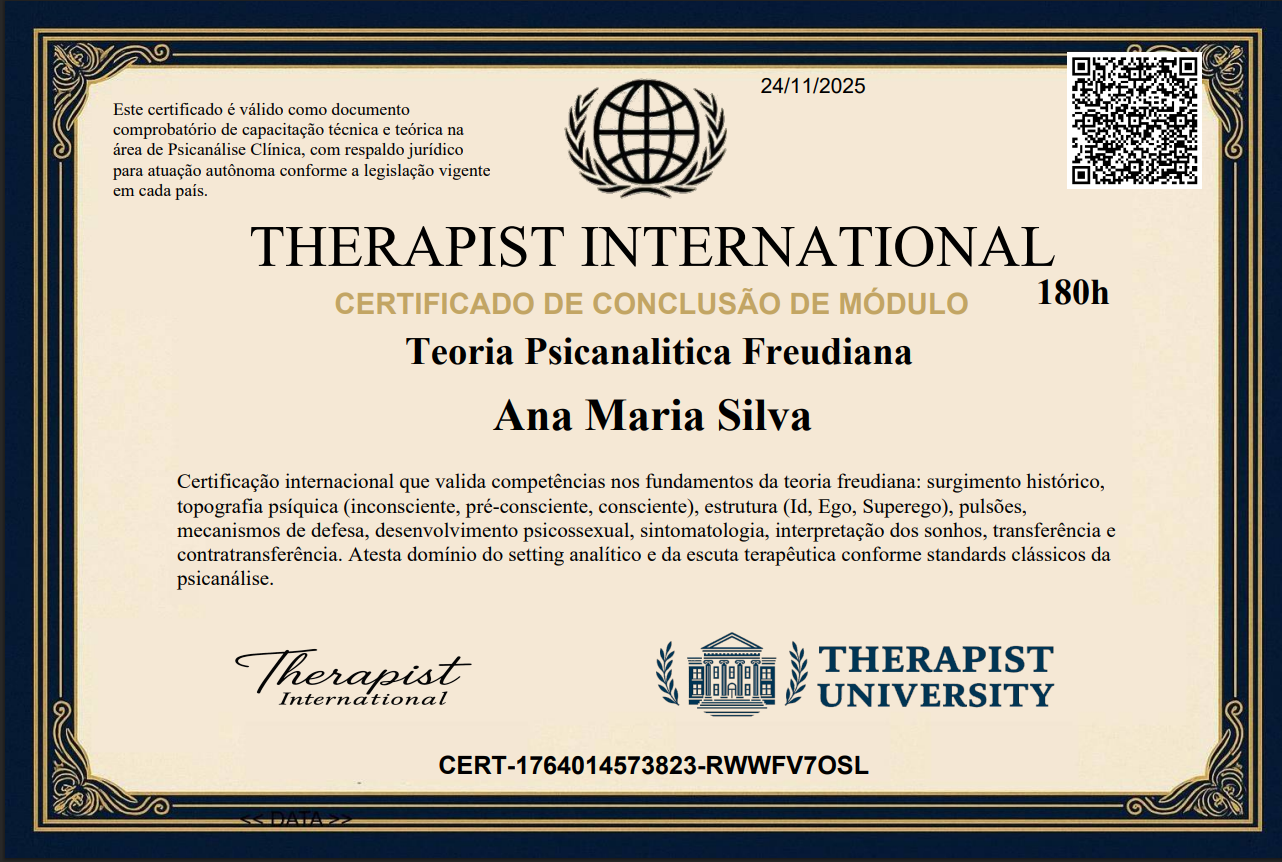 Curso de Formação Psicanálise Clínica Completo/ Online / EAD / R$97