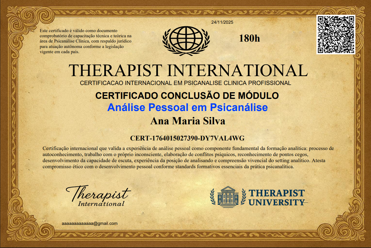 Curso de Formação Psicanálise Clínica Completo/ Online / EAD / R$97