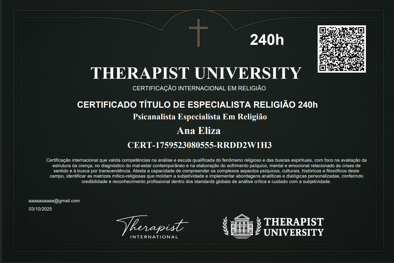 Curso de Formação Psicanalista Especialista em Religião/ Online / EAD / R$39,90